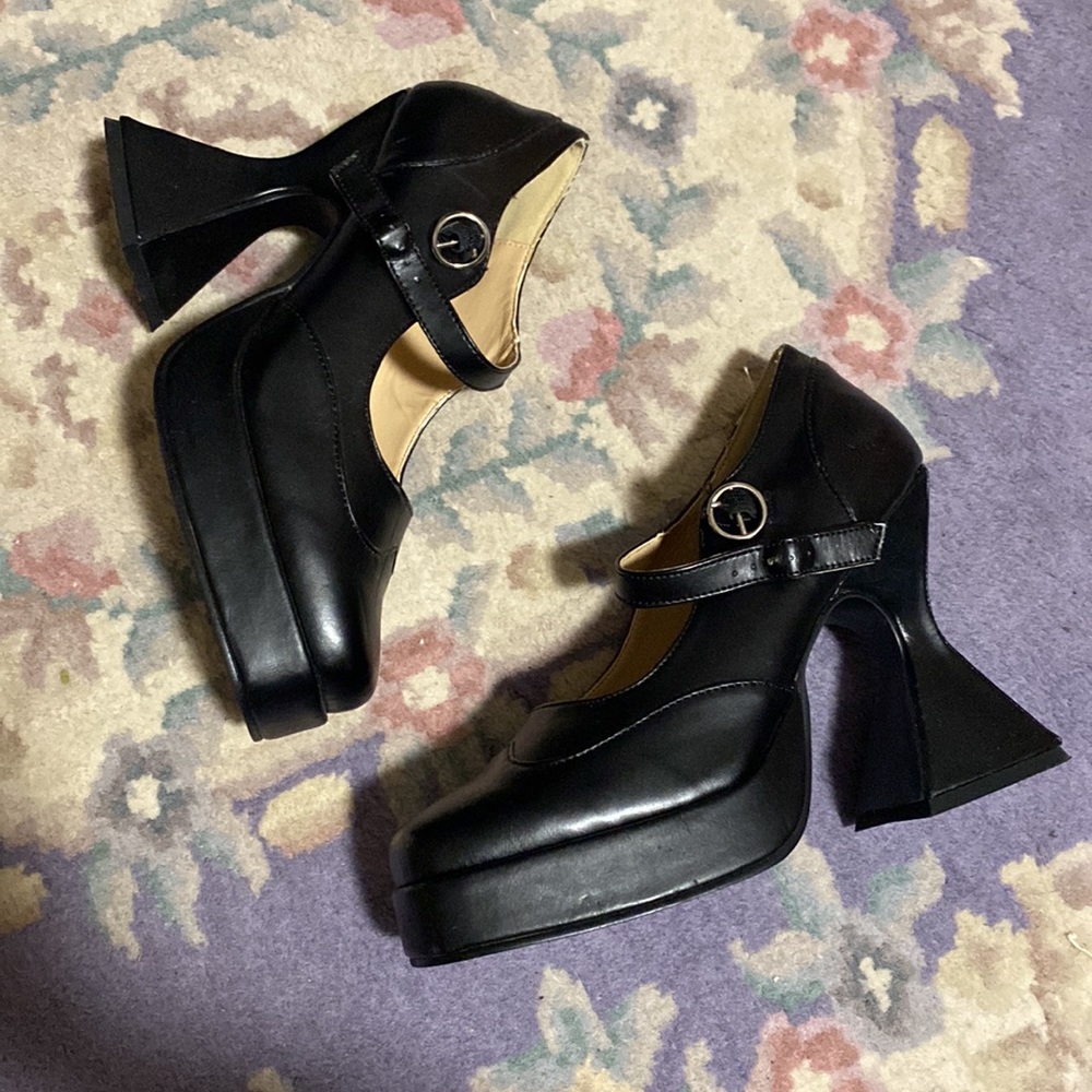 Gothic Coffin Heel Mary Janes
